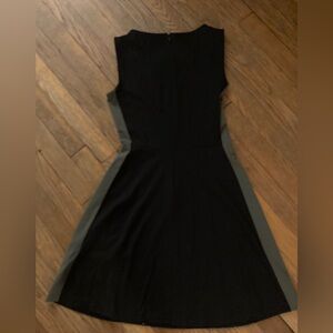 Cynthia Rowley sleeveless sheath dress black with dark grey on sides.